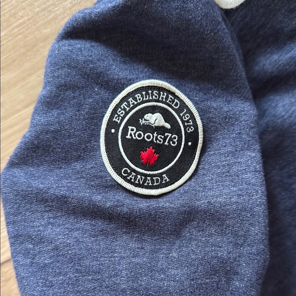 EUC Roots Blue Hooded Sweatshirt w/ Embroidered (Merrill) Bull - Picture 5 of 7